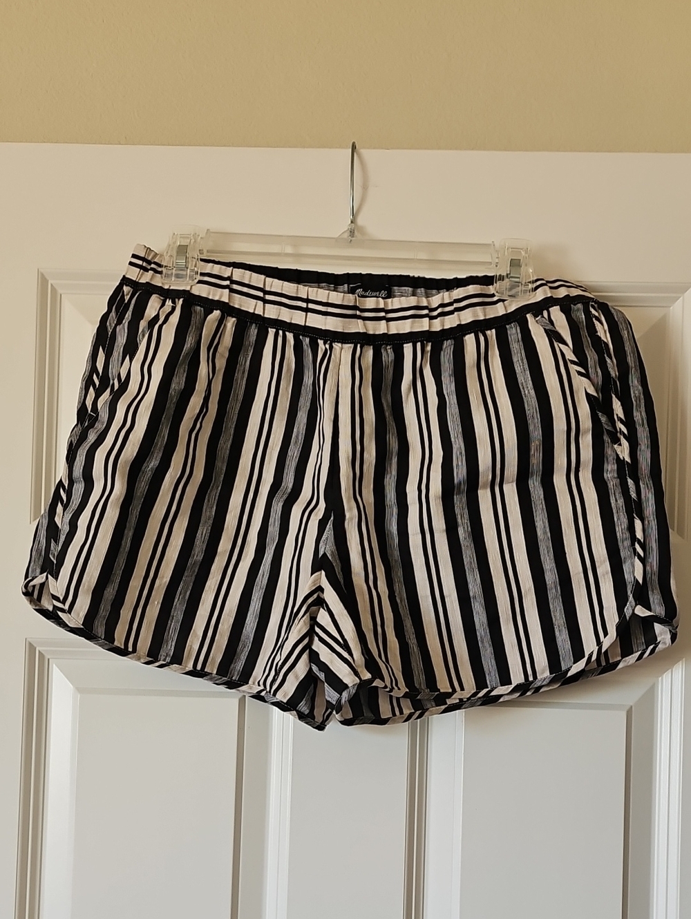Madewell Black & White Vertical Stripe Athletic Shorts